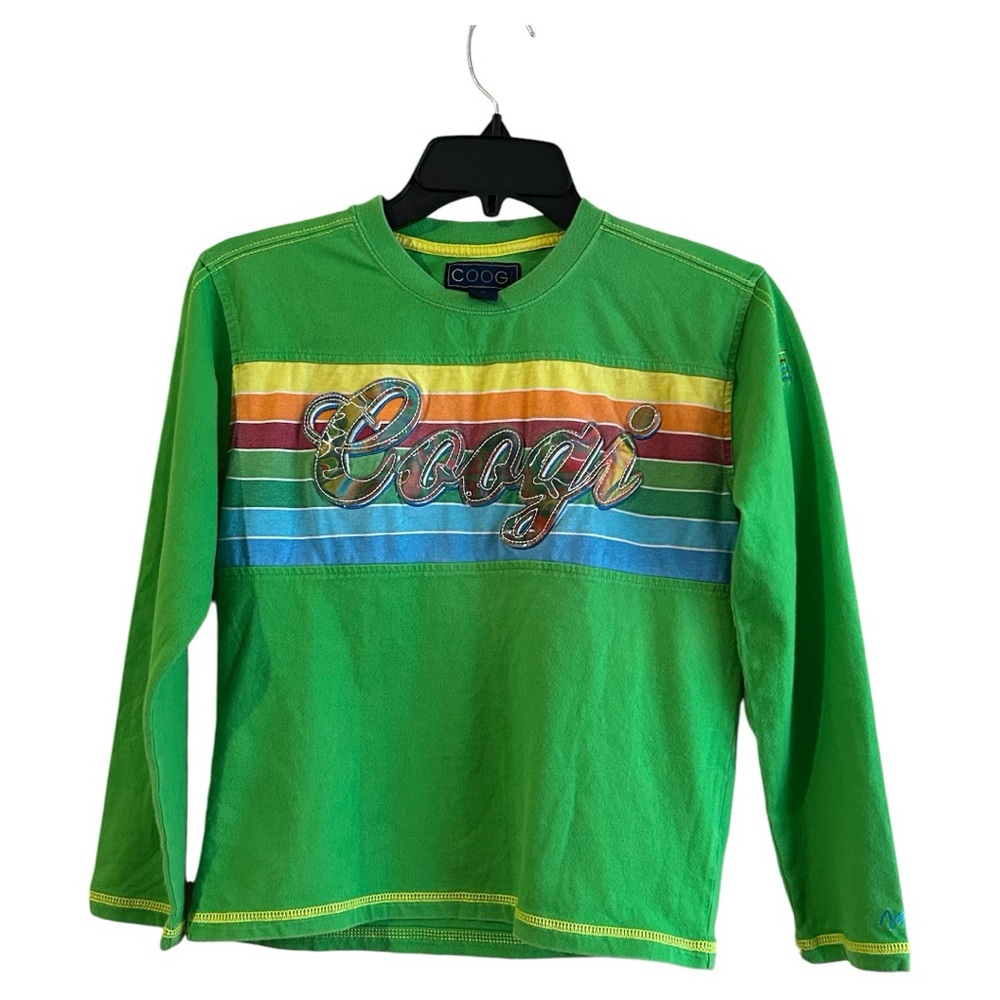 COOGI Kids Long Sleeve Tee Green & Yellow Size 7X